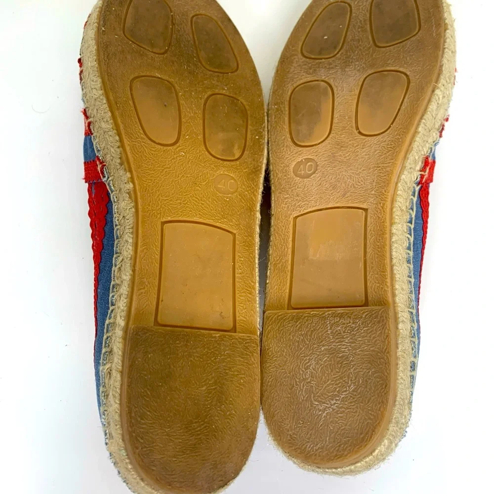 Boden Viollette Espadrilles Shoes Flat Size 40/8.5 Red Blue Stripe Made In Spain - Picture 9 of 10